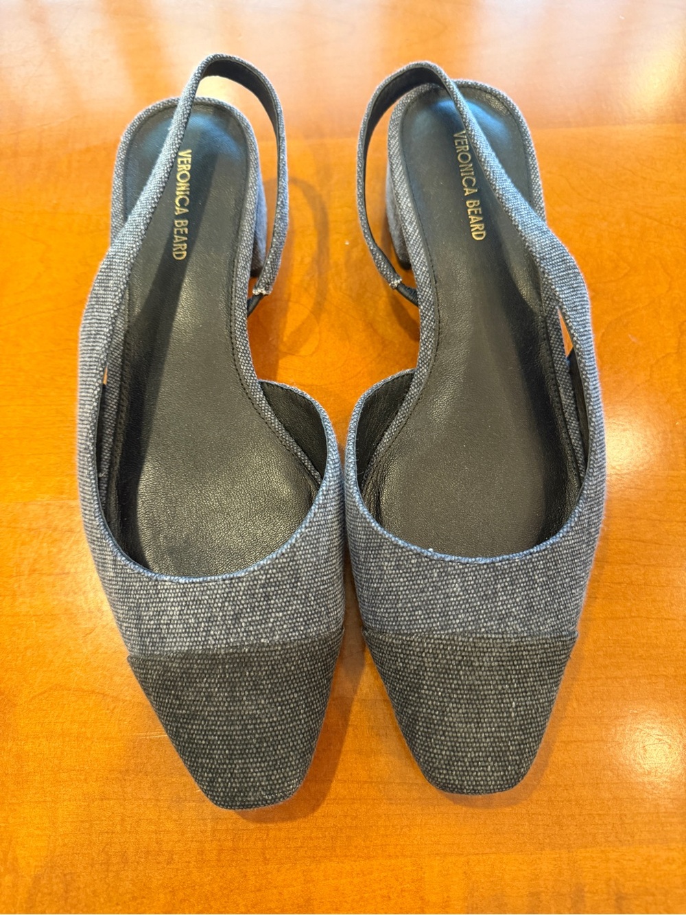 Veronica Beard Two-Tone Gray Textured Slingback Flats